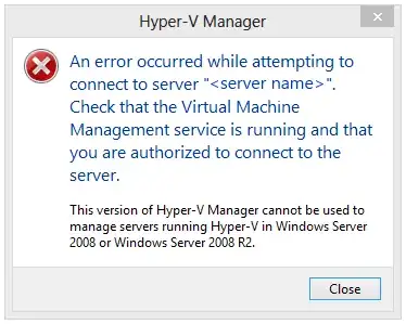 Error message accessing virtual server from Windows 8 client using Hyper-V