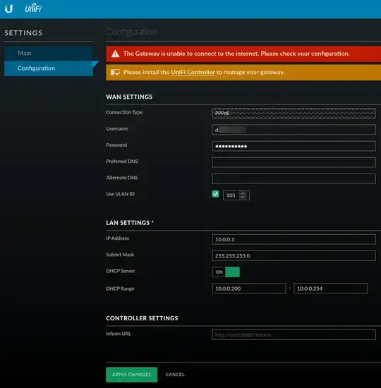 configuration screen