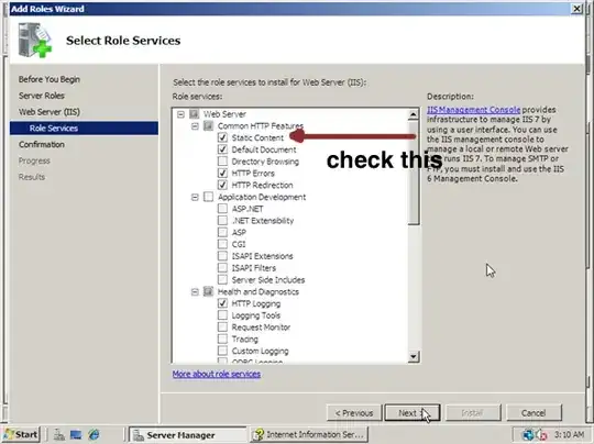 IIS check static content feature IIS 7
