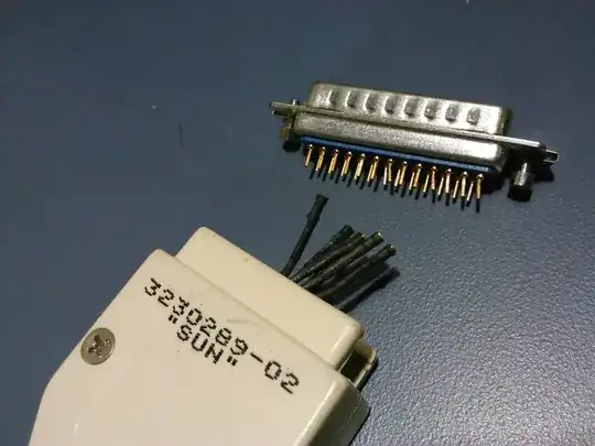 busted adapter showing part number and bent pins
