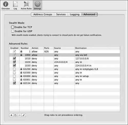 Server Admin Settings tab, Advanced