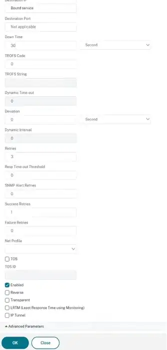 monitor configuration advanced parameters