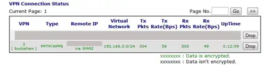 Connection details from Main Practice Router