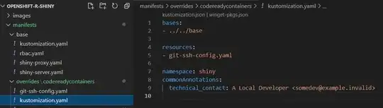 Screenshot of using kustomize to set namespace and common annotation