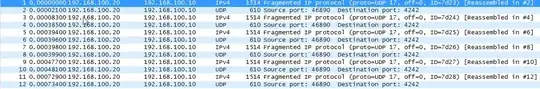 Wireshark output