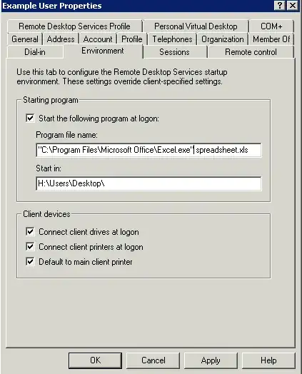 AD User Properties Environment Tab