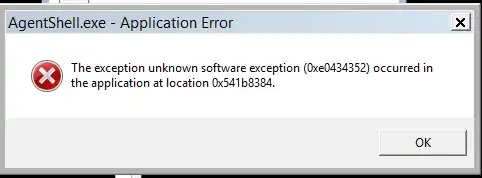 unkown software exception (0xe0434352)
