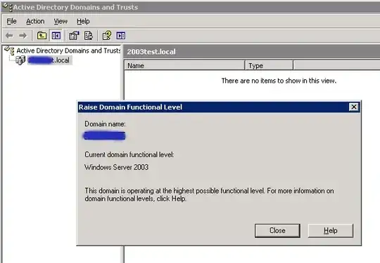 Screen shot of AD Domains and Trust current level