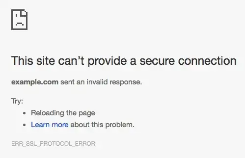Chrome showing an SSL error message