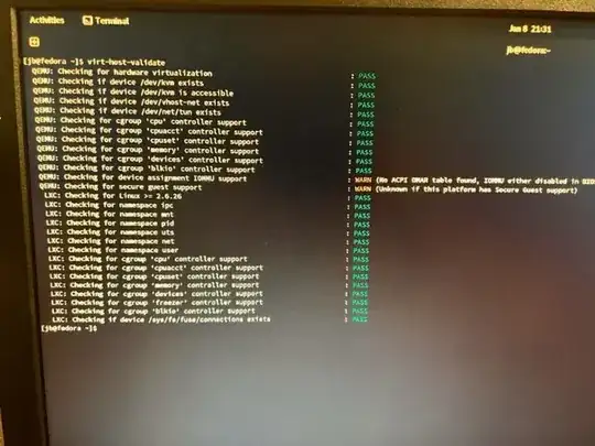 Virthost validate command result