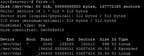 Partitions size