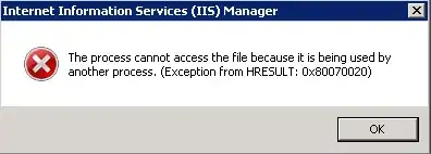 Error message: The process cannot access the file because it is being used by another process. (Exception from HRESULT: 0x80070020)