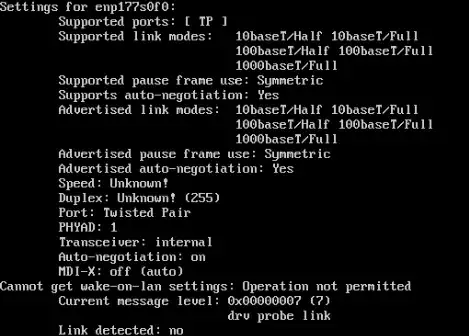 output of ethtool