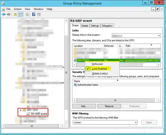 Figure 5 - Group Policy Management showing Link Enabled