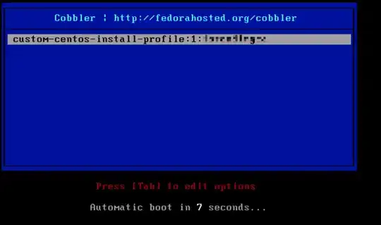 Boot menu shown when used pxe