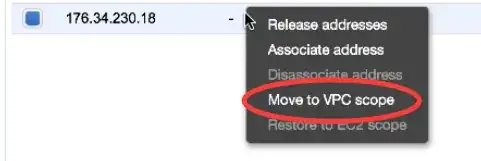 allocate classic elastic IP address to instance in VPC