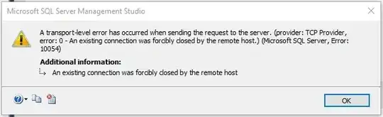 SSMS "connection forcibly closed" message
