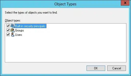 Shared folder - object types when selecting permission