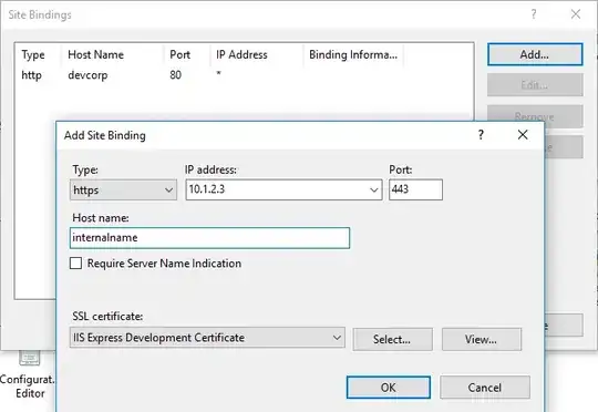 IIS Site Bindings, https selected