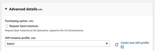 Screenshot of AWS console, showing "advanced details" screen.