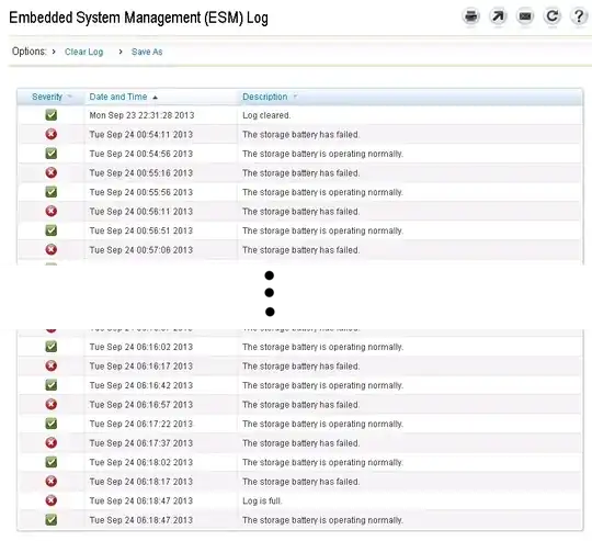 ESM Log showing error message