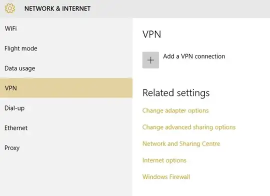 Windows Network and Internet menu