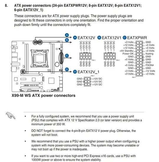 ASUS X99-M WS - ATX Power Connectors