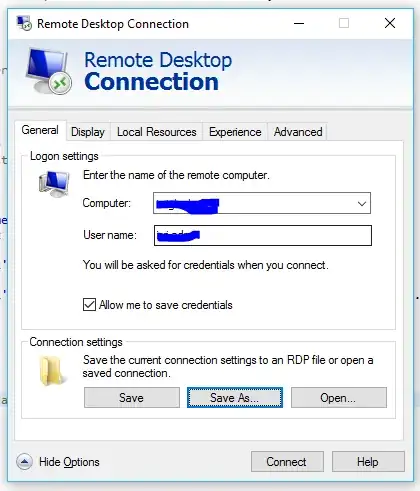 RDP setup page