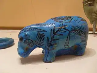 blue fajance hippo