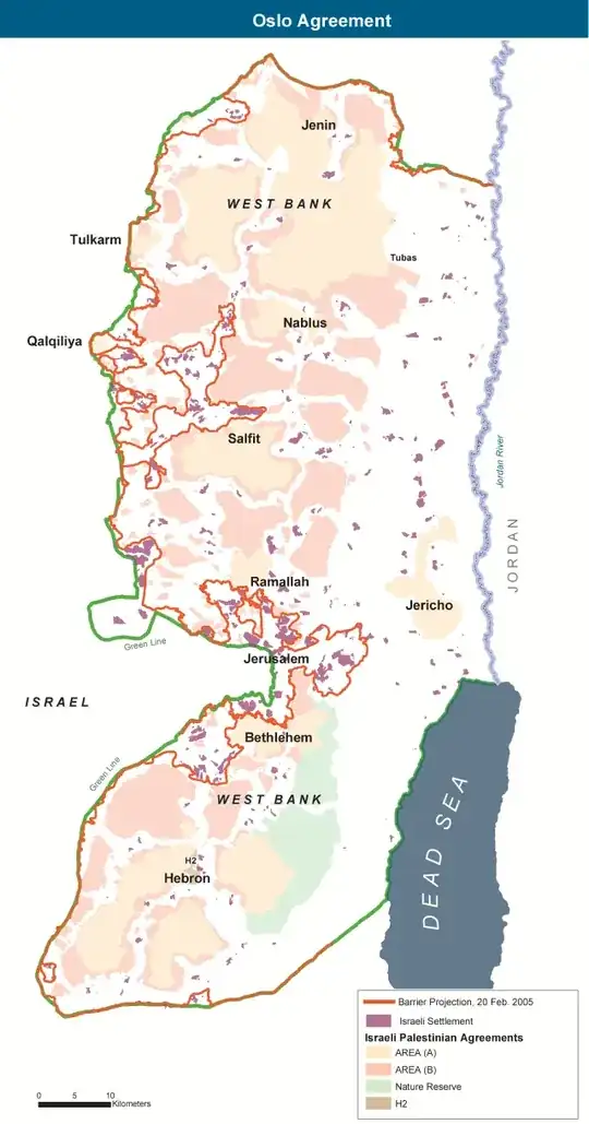 West Bank areas A, B and C