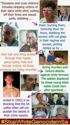 Images of injured people, with text detailing the violence and blaming young black males