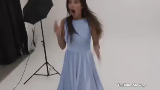 Pink dress changes to blue