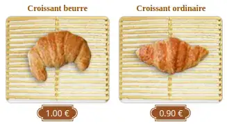 croissant beurre courbé, croissant ordinaire droit