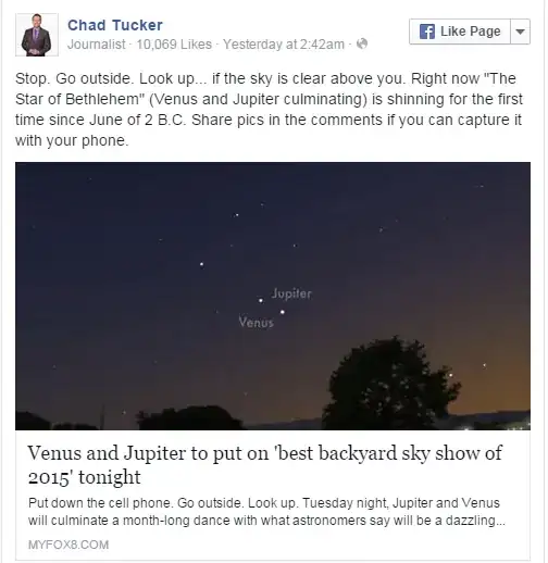 Chad Tucker claims that "The Star of Bethlehem is shinning (sic) for the first time since June 2 B.C