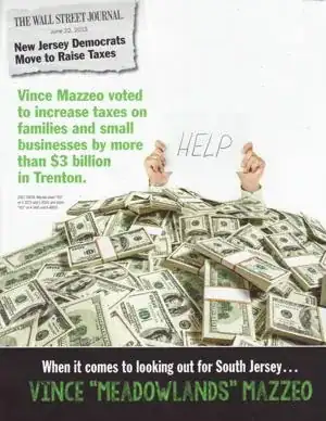 Anti-Mazzeo ad with a pile of money