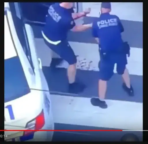 Po po with drops of blood on the ground