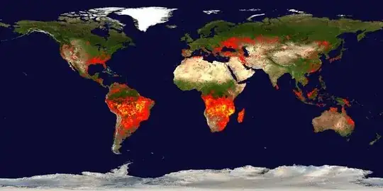 Map showing fires