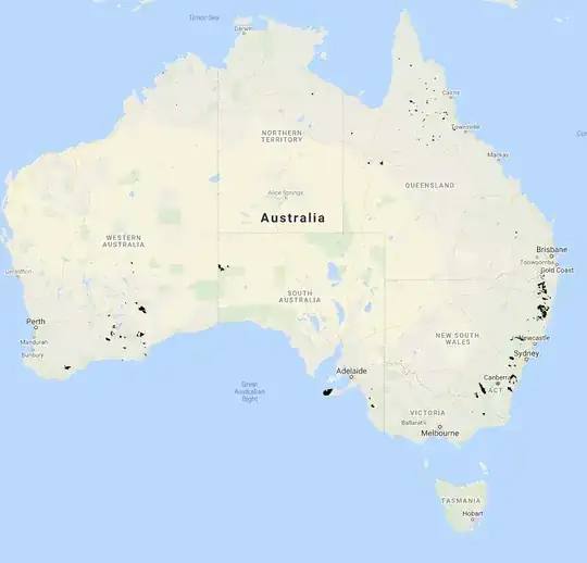 Map of areas burnt in 2020