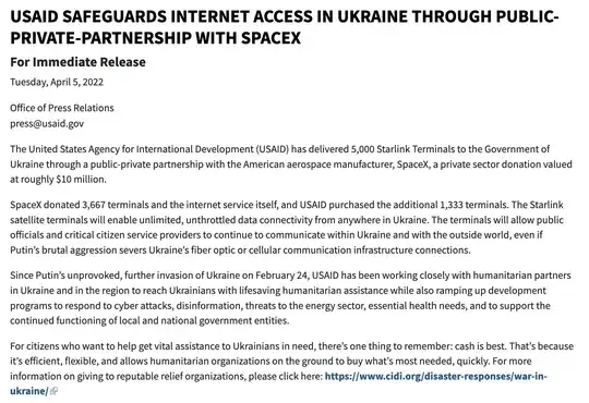 USAID post on April/5