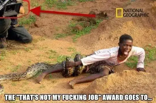 Picture shows a large snake attacking a child in what appears to be Africa in front of a camera man with "National Geographic" watermark in top right