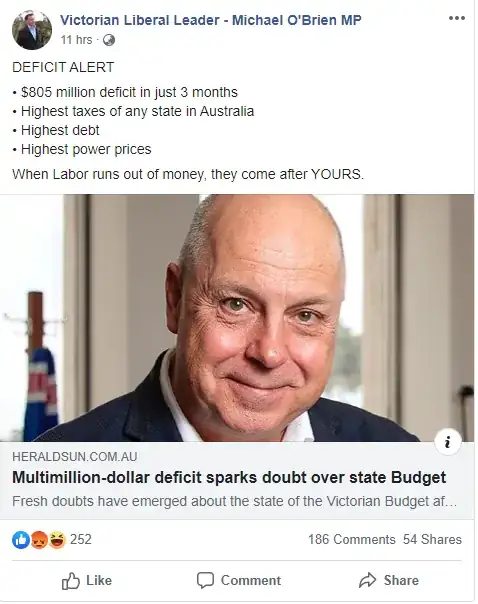 screenshot of facebook post