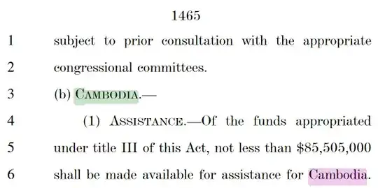 "Of   the   funds   appropriated  under  title  III  of  this  Act,  not  less  than  $85,505,000  shall  be  made  available  for  assistance  for  Cambodia"
