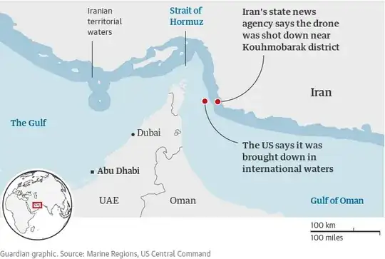 Guardian info graphic about the drone's location