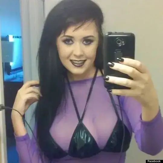 A selfie of Jasmine Tridevil, showing her three breasts