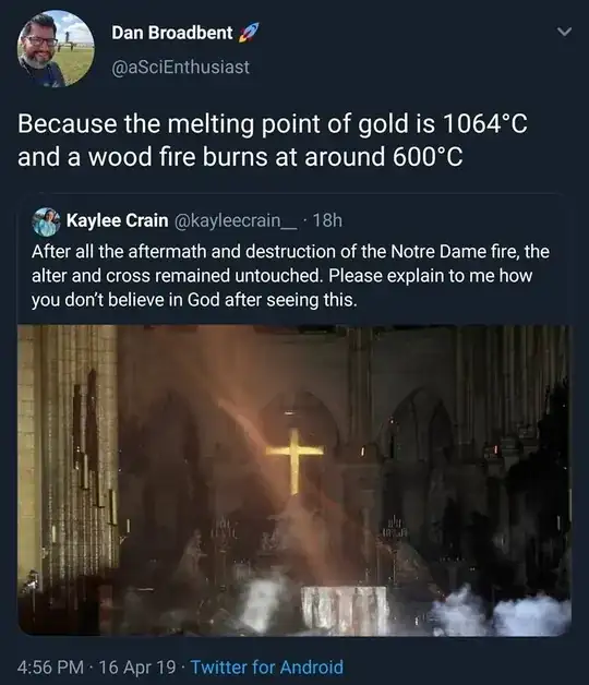 Screenshot of a tweet and response