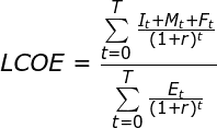 Equation of Levelized Cost of Energy