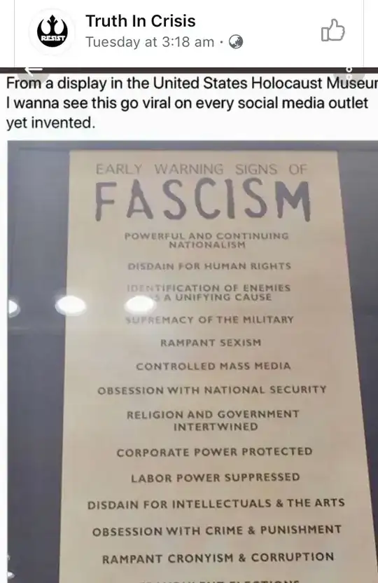 Facebook post says "From a display in the United States Holocaust Museum. I wanna see this go viral on every social media outlet yet invented." with photo of paper under display glass