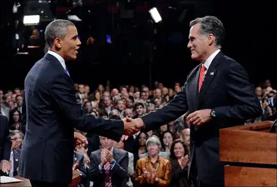 Obama shakes hands Romney