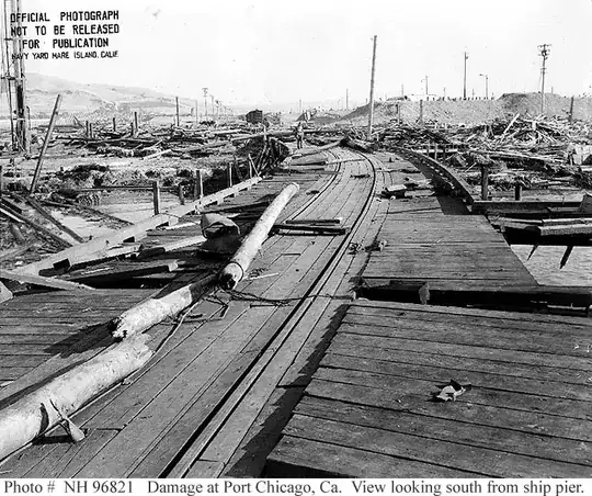 Damage at Port Chicago, courtesy of Wikipedia