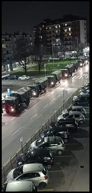 Military trucks to carry bodies of the Corona victims in Italy - Bergamo